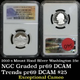 NGC 2010-s Silver Mount Hood Washington Quarter 25c Graded pr69 dcam by NGC