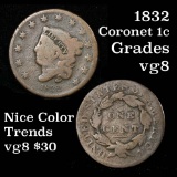 1832 Coronet Head Large Cent 1c Grades vg, very good