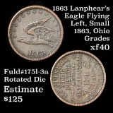 1863 Lanphear's Eagle Flying Left small 1863, Ohio Fuld# 175l-3a, rotated die Grades xf