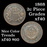 1868 2 Cent Piece 2c Grades xf