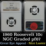 NGC 1960 Roosevelt Dime 10c Graded pr67 by NGC