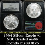 NGC 1994 Silver Eagle Dollar $1 Graded ms69 by NGC