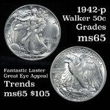 1942-p Walking Liberty Half Dollar 50c Grades GEM Unc