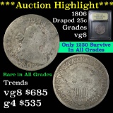 ***Auction Highlight*** 1806 Draped Bust Quarter 25c Graded vg, very good by USCG (fc)