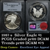 PCGS 1987-s Silver Eagle Dollar $1 Graded pr69 dcam by PCGS