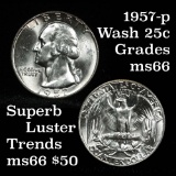 1957-p Washington Quarter 25c Grades GEM+ Unc