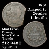 1801 Draped Bust Large Cent 1c Grades f details