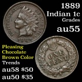 1887 Indian Cent 1c Grades Choice AU