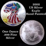 2000 Eagle Authentic 1oz  Eagle, hand painted Silver Eagle Dollar $1