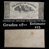 Confederate 1864 State of Georgia $10 Note Grades vf++