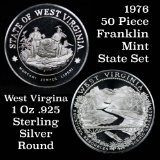 1976 Franklin Mint .925 Fine Sterling Silver Proof Round West Virginia 1 oz. .999 fine silver
