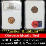 ***Auction Highlight*** NGC 1908 Indian Cent 1c Graded ms65 RB by NGC (fc)