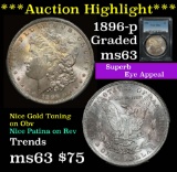 ***Auction Highlight*** PCGS 1896-p Morgan Dollar $1 Graded ms63 by PCGS (fc)