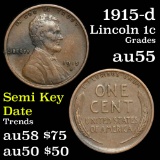 1915-d Lincoln Cent 1c Grades Choice AU