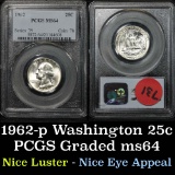 PCGS 1962-p Washington Quarter 25c Graded ms64  by PCGS