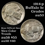 1914-p Buffalo Nickel 5c Grades Select AU
