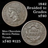 1842 Braided Hair Large Cent 1c Grades xf