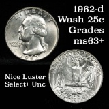 1962-d Washington Quarter 25c Grades Select+ Unc