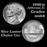 1946-p Jefferson Nickel 5c Grades Choice Unc