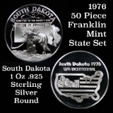 1976 Franklin Mint .925 Fine Sterling Silver Proof Round South Dakota 1 oz. .999 fine silver