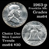 1963-p Franklin Half Dollar 50c Grades Choice Unc