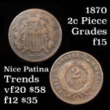 1870 2 Cent Piece 2c Grades f+