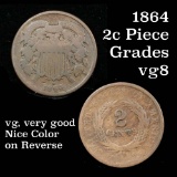 1864 2 Cent Piece 2c Grades vg, very good