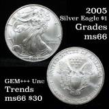 2005 Silver Eagle Dollar $1 Grades GEM+ Unc