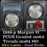 PCGS 1886-p Morgan Dollar $1 Graded ms64 by PCGS