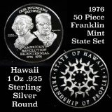 1976 Franklin Mint .925 Fine Sterling Silver Proof Round Hawaii 1 oz. .999 fine silver