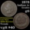 1878 Indian Cent 1c Grades g+