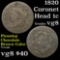 1820 Coronet Head Large Cent 1c Grades vg, very good