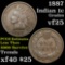 1887 Indian Cent 1c Grades vf+
