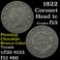 1822 Coronet Head Large Cent 1c Grades f+