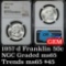 NGC 1957-d Franklin Half Dollar 50c Graded ms65 by NGC