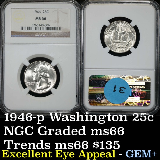 NGC 1946-p Washington Quarter 25c Graded ms66 by NGC