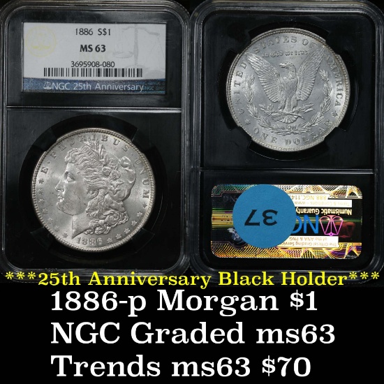 1886-p Morgan Dollar $1 Graded ms63 by NGC