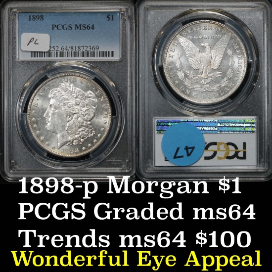 PCGS 1898-p Morgan Dollar $1 Graded ms64 by PCGS