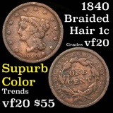 1840 Braided Hair Large Cent 1c Grades vf, very fine