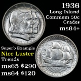 1936 Long Island Old Commem Half Dollar 50c Grades Choice+ Unc (fc)