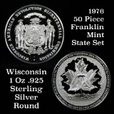 1976 Franklin Mint .925 Fine Sterling Silver Proof Round Wisconsin 1 oz. Grades