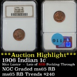 ***Auction Highlight*** NGC 1906 Indian Cent 1c Graded ms65 rb by NGC (fc)