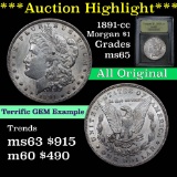 *** Auction Highlight *** 1891-cc Morgan Dollar $1 Graded Select Unc by USCG (fc)