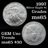 1997 Silver Eagle Dollar $1 Grades GEM Unc