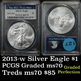 PCGS 2013-w Silver Eagle Dollar $1 Graded ms70 by PCGS
