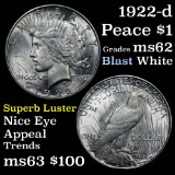 1922-d Peace Dollar $1 Grades Select Unc