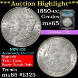 ***Auction Highlight*** 1880-cc Morgan Dollar $1 Graded ms65 by ICG. Superb