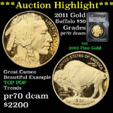 ***Auction Highlight*** PCGS 2011-w Gold Buffalo $50 Graded pr70 dcam by PC