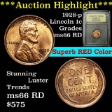 ***Auction Highlight*** 1928-p Lincoln Cent 1c Graded GEM+ Unc RD by USCG (fc)
