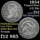 1834 Capped Bust Half Dime 1/2 10c Grades f, fine